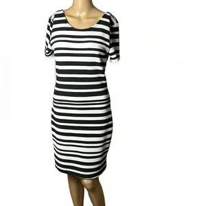 NWT striped sheath midi dress,Sm, low back,scoop neck ,coastal,summer